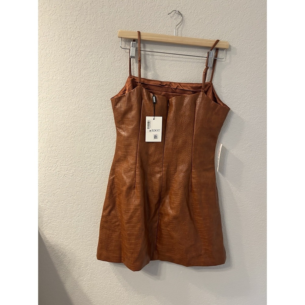 Bardot 'Croc' Brown Polyurethane Mini Dress Size XL - NWT - Picture 2 of 6